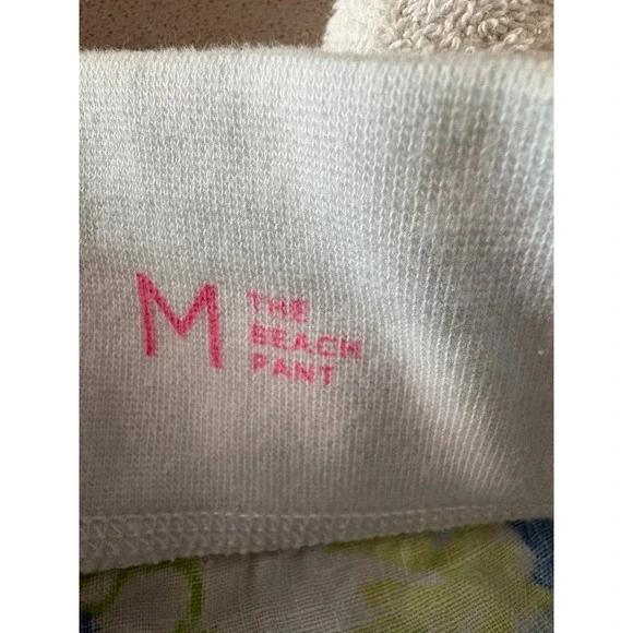 Lilly Pulitzer The Beach Pant Blue Green Shell Paisley Wide Leg Linen Blend M - Picture 4 of 11